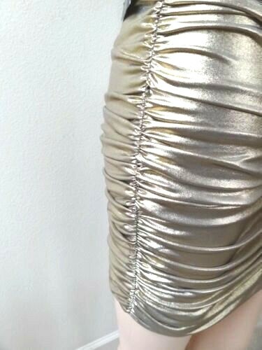 BEBE Halter Gold Foil Shirred Dress Sz. XXS ~ XS ~ S ~ M ~ $129