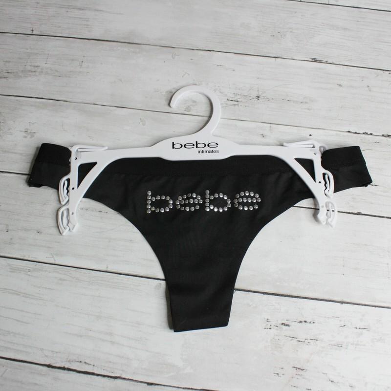 bebe Intimates Women's Thong Panty Size M Sexy Studded Black Panties Underwear