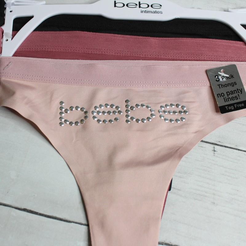 Bebe Women's Thong Panty Set Size M Sexy Black Pink Set Of 3