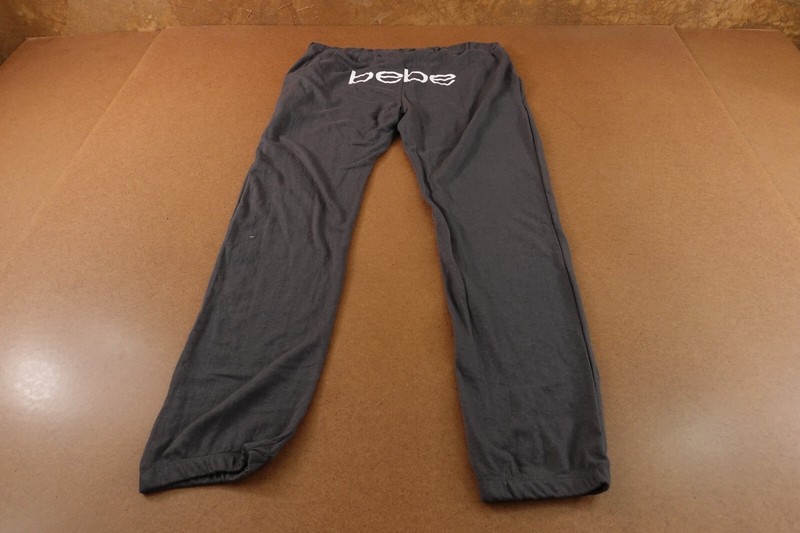 Bebe Womens Medium Charcoal Lightweight Knit Pocket Lace Up Lounge Pants New