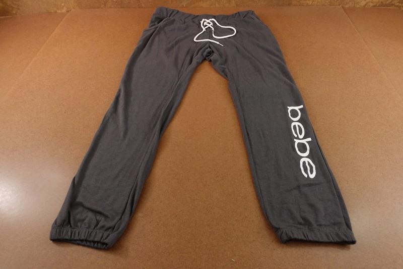 Bebe Womens Medium Charcoal Lightweight Knit Pocket Lace Up Lounge Pants New