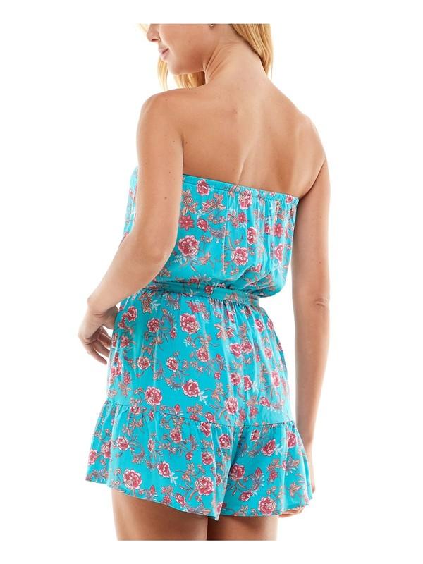 BEBOP Womens Ruffled Sleeveless Strapless Blouse Bodice Elastic Waist Wide Leg