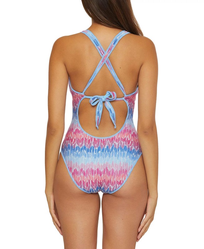 Becca Joshua Tree One Piece Blue / Pink Swimsuit - Medium 8 / 10 -retail