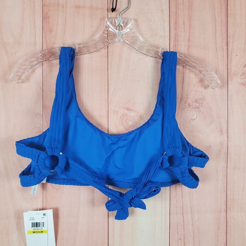 Becca Line In The Sand Womens Bralette Bikini Top Medium Blue Jay Polyester