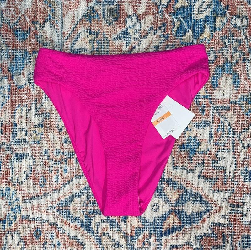 Becca Pucker Up Danielle High Waist Bikini Bottoms In Cosmopolitan Pink SZ S NWT