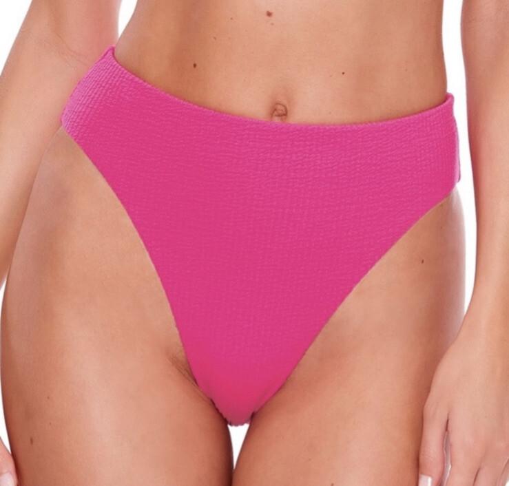 Becca Pucker Up Danielle High Waist Bikini Bottoms In Cosmopolitan Pink SZ S NWT