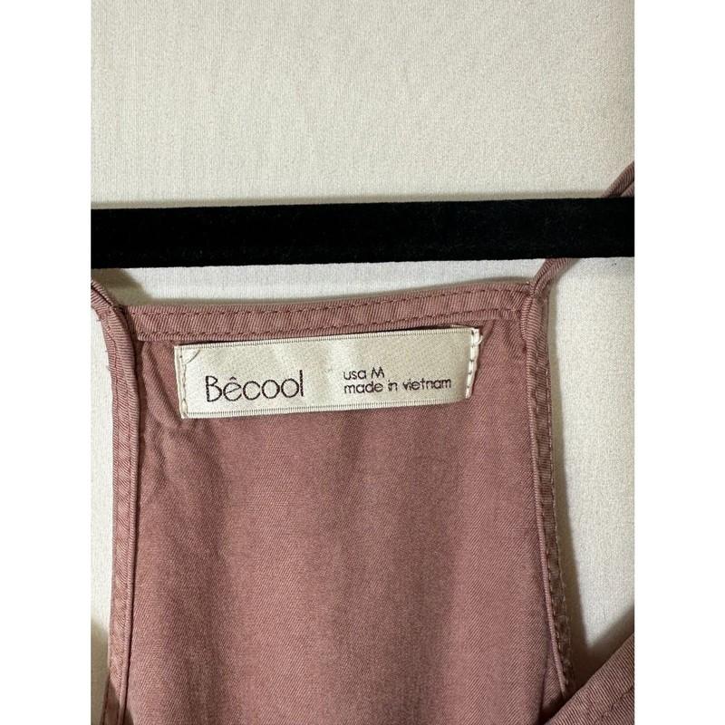 Becool Women's Mauve Faux Wrap Racerback Romper With Pockets Junior Size M