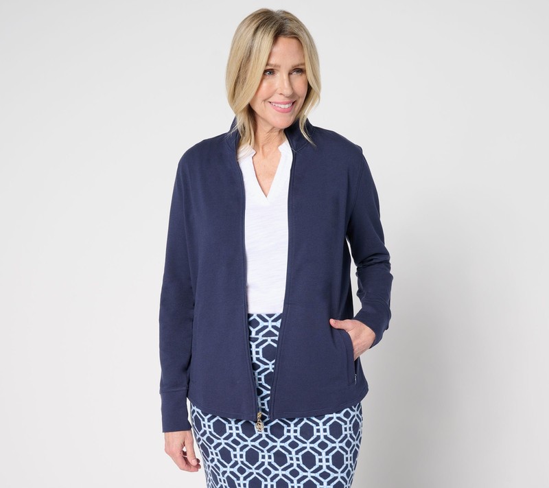 Belle by Kim Gravel Preppy Full Zip Jacket Twilight M New