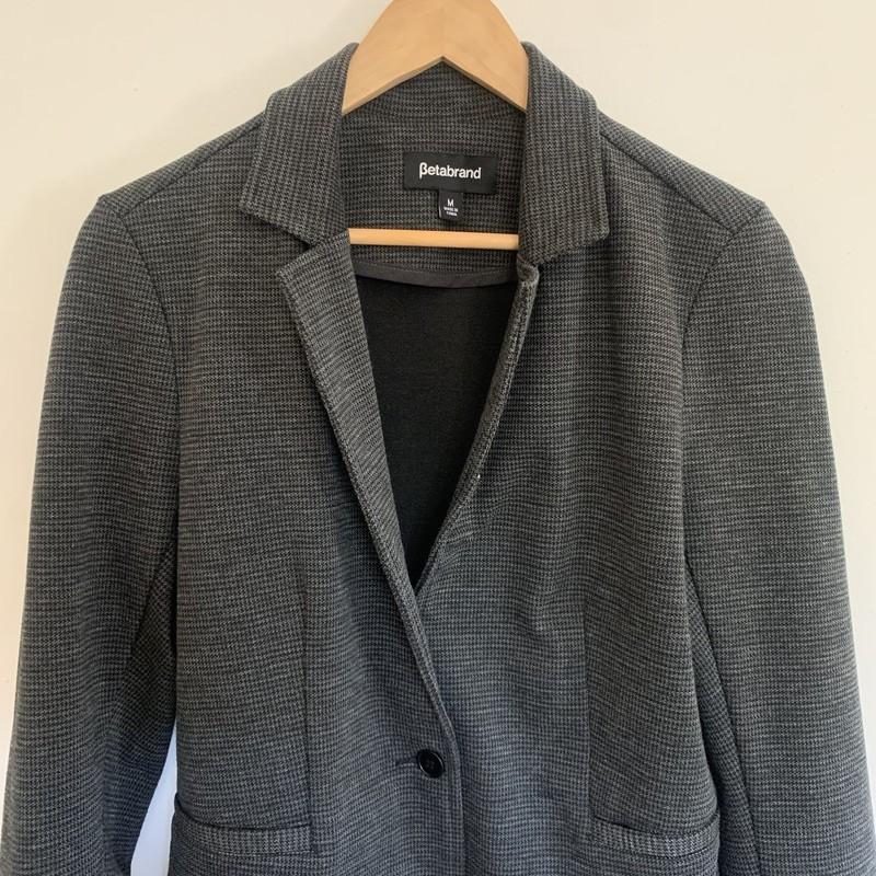 Betabrand Gray Houndstooth Stretchy Blazer Women’s M