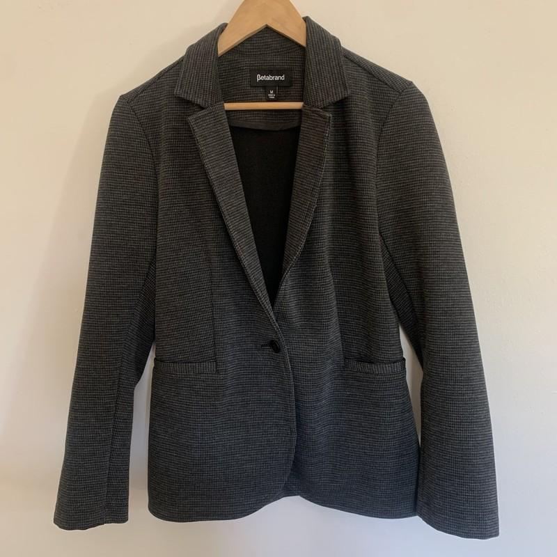 Betabrand Gray Houndstooth Stretchy Blazer Women’s M
