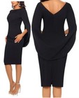 Betsy & Adam Black Cape Sleeve Crepe Sheath Dress Size 12 $199