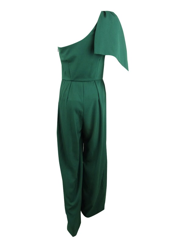 Betsy & Adam Women's One-Shoulder Bow Jumpsuit