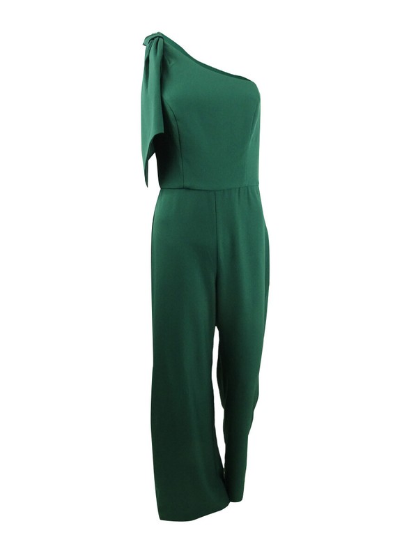 Betsy & Adam Women's One-Shoulder Bow Jumpsuit