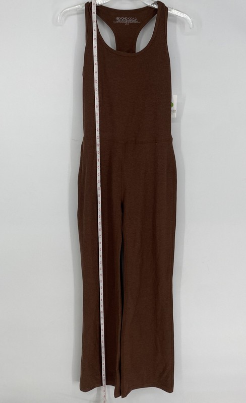 Beyond Yoga Womens Brown Sleeveless Scoop Neck One-Piece Jumpsuit Size Large