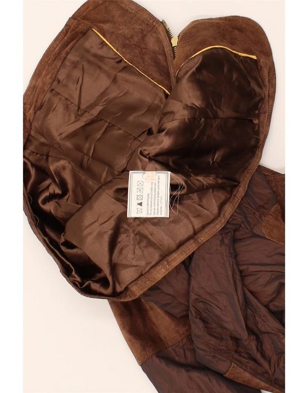 BIBA Womens Leather Bomber Jacket UK 12 Medium Brown Colourblock Leather CK01