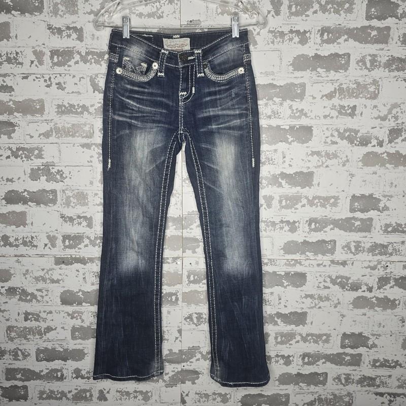 Big Star Liv Mid Rise Bootcut Womens Dark Wash Denim Blue Jeans Size 23 26"x27"