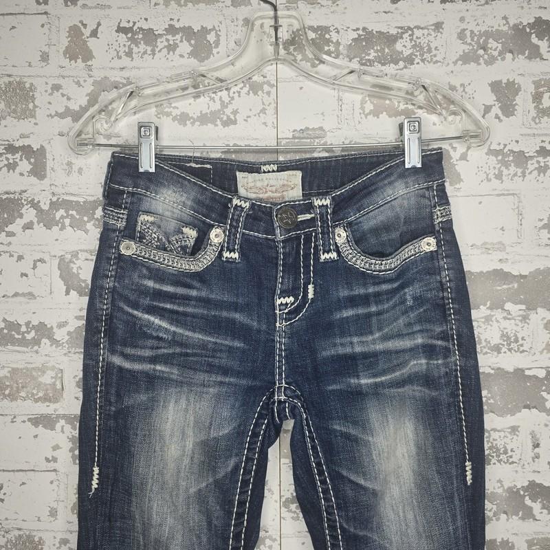 Big Star Liv Mid Rise Bootcut Womens Dark Wash Denim Blue Jeans Size 23 26"x27"