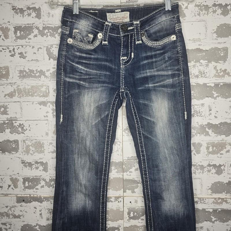 Big Star Liv Mid Rise Bootcut Womens Dark Wash Denim Blue Jeans Size 23 26"x27"