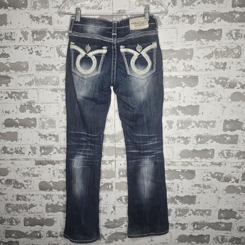 Big Star Liv Mid Rise Bootcut Womens Dark Wash Denim Blue Jeans Size 23 26"x27"