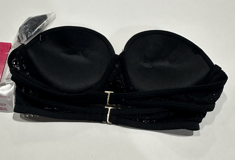 Bikini Swim Top Push-up Black Lace Silver Studded SM Xhilaration