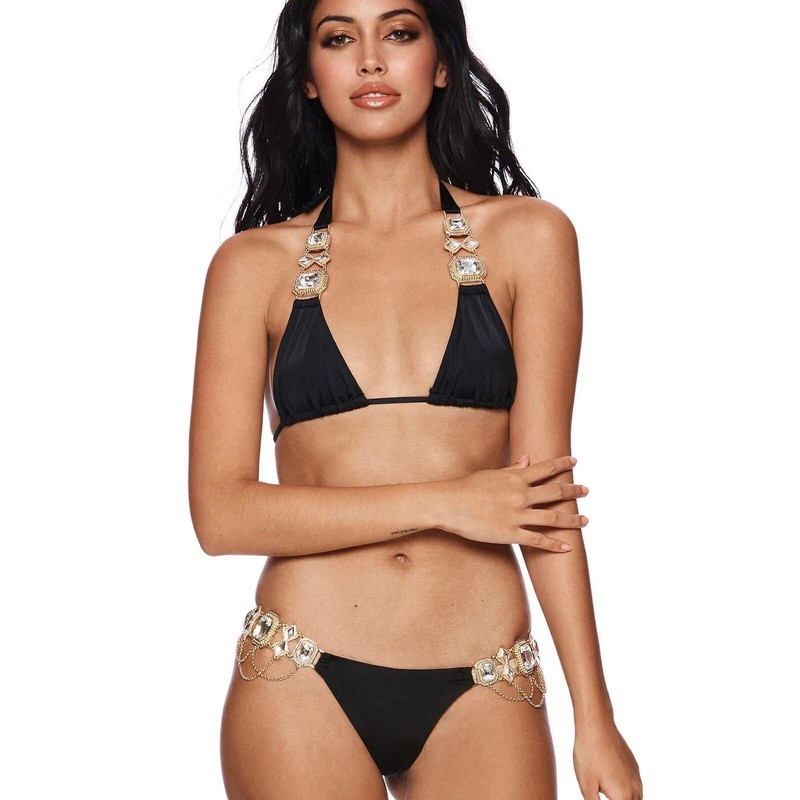 Bikini Swimsuit Rhinestone Crystal Diamond Metal Chain Swimwear Suit 2 Piece Set
