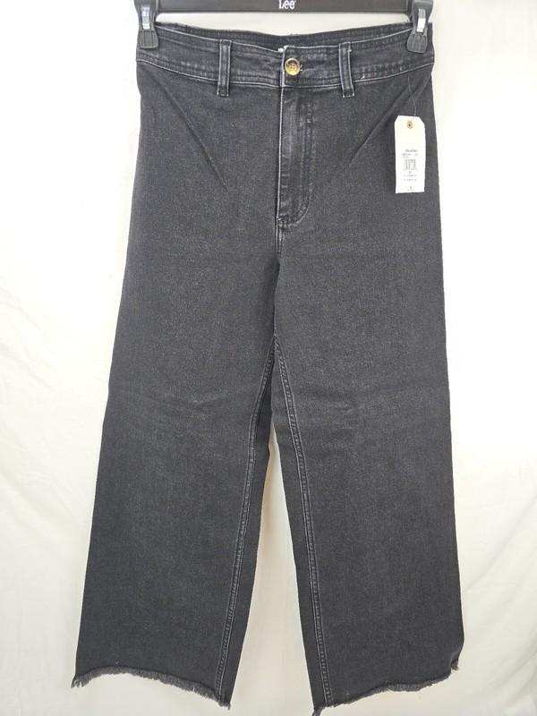 Billabong Free Fall Dark Wash Wide Leg Frayed Black Denim Jeans Y2K NWT Size 29