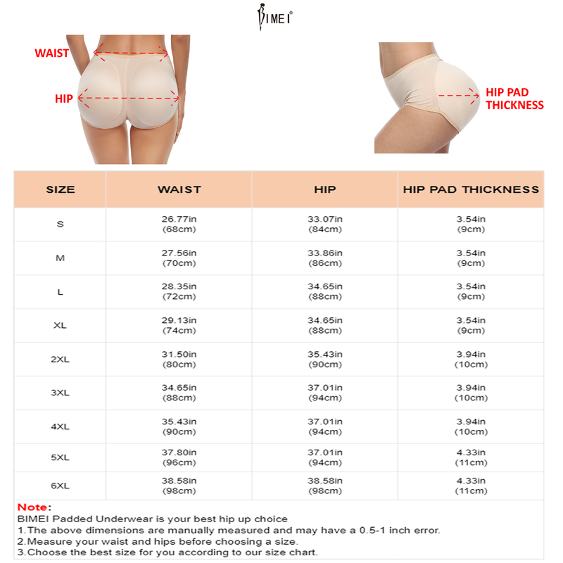 BIMEI One-piece Butt Lifter Padded Panties Women's Briefs Sponge Hip Enhanced