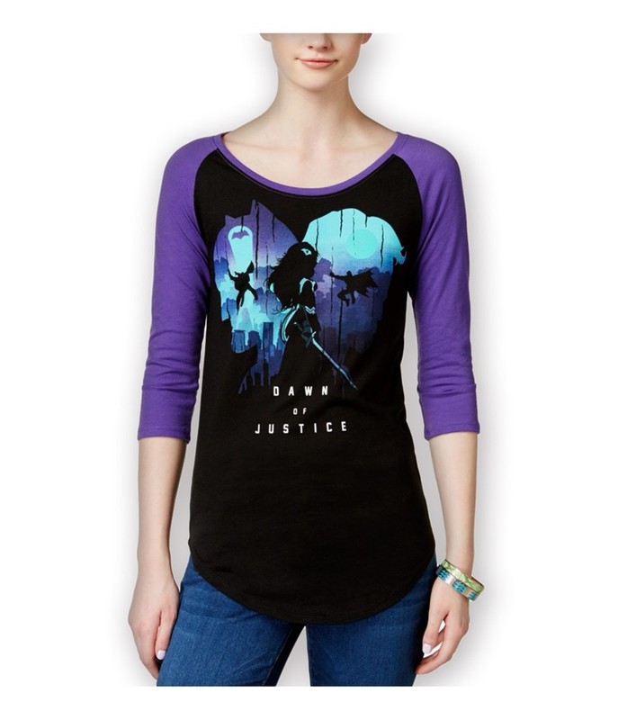Bioworld Womens Dawn Of Justice Baseball Graphic T-Shirt