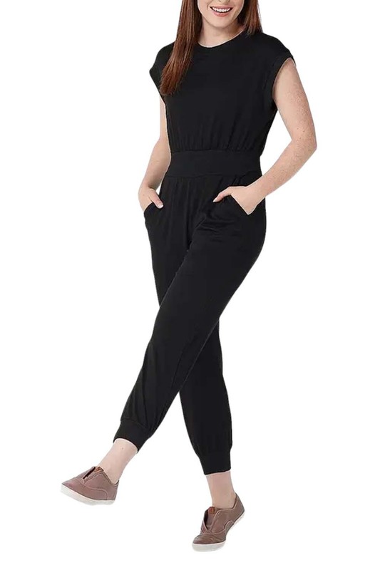 Bishop + Young Knit Jumpsuit in Black/ Heather Grey Black
