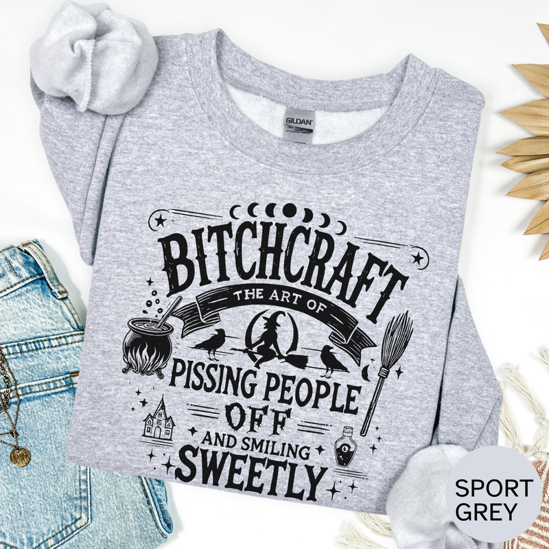 Bitchcraft Funny Witchy Halloween T-shirt Gildan Shirt Sweatshirt
