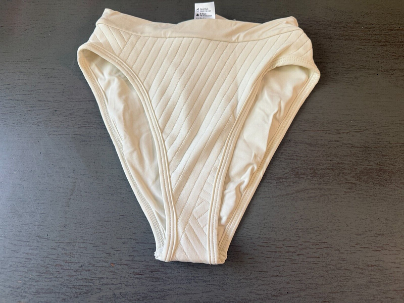 bitsy cut NEW off white ribbed lined L SPACE swimsuit bikini bottom size small