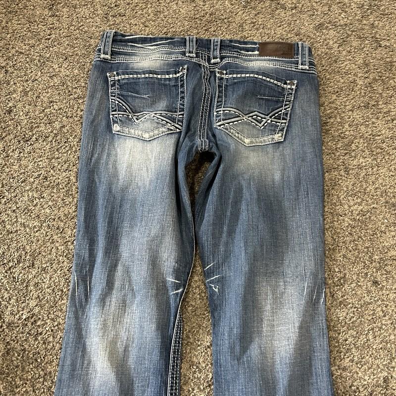 BKE Jeans Womens Blue Denim Culture Bootcut Stretch Distressed 33x33.5