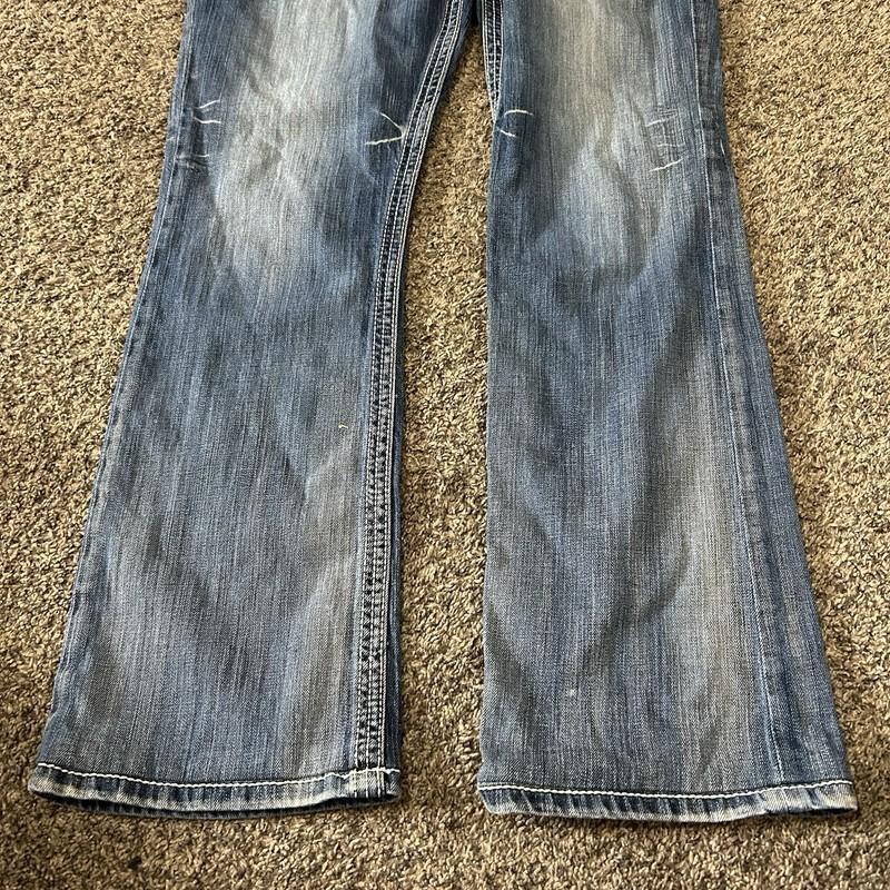 BKE Jeans Womens Blue Denim Culture Bootcut Stretch Distressed 33x33.5
