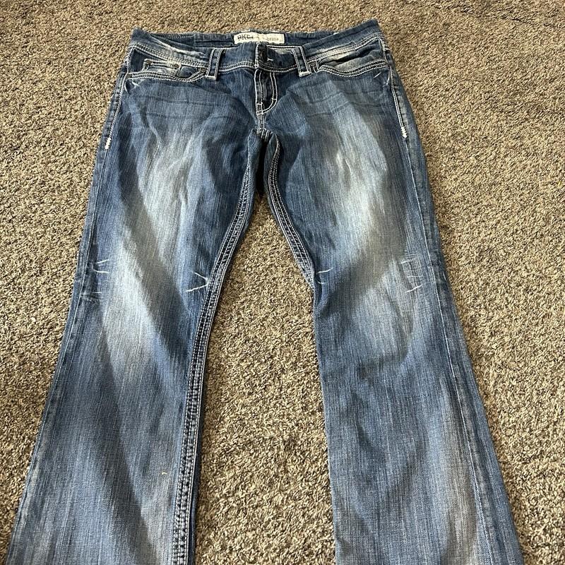BKE Jeans Womens Blue Denim Culture Bootcut Stretch Distressed 33x33.5