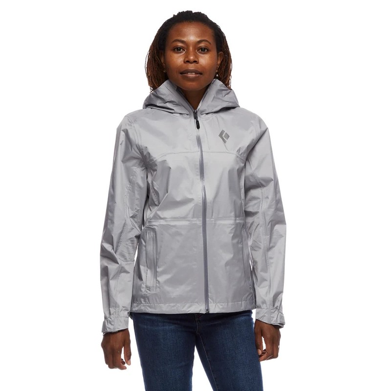 Black Diamond Jacket Women Treeline Rain Shell Hooded Gray Size XL