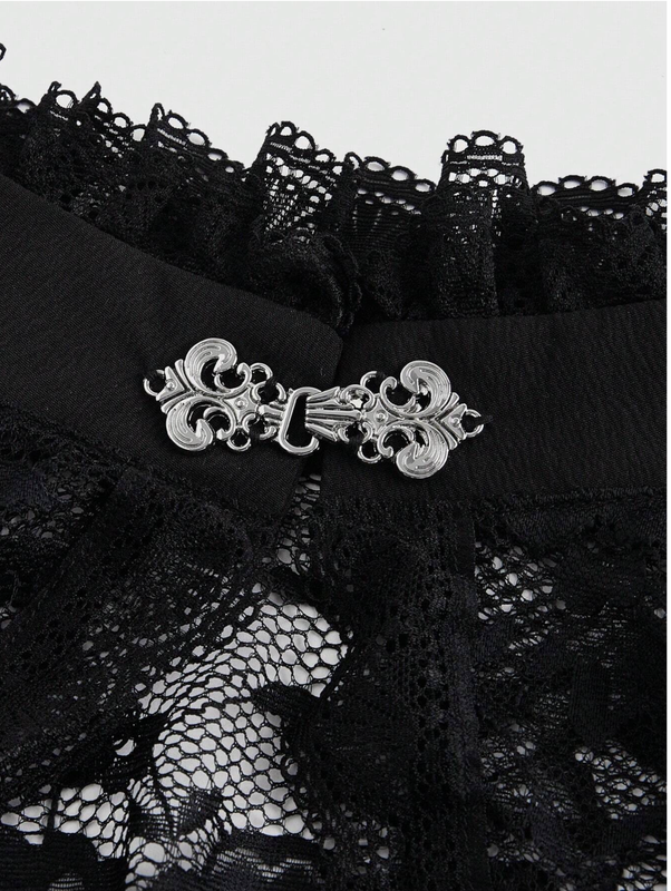 Black Goth Gothic Style Bell Sleeve Lace Open Front Fashion Top Sz XS S M L XL