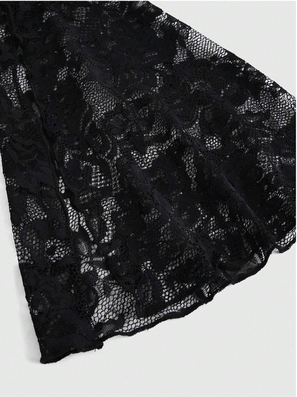 Black Goth Gothic Style Bell Sleeve Lace Open Front Fashion Top Sz XS S M L XL