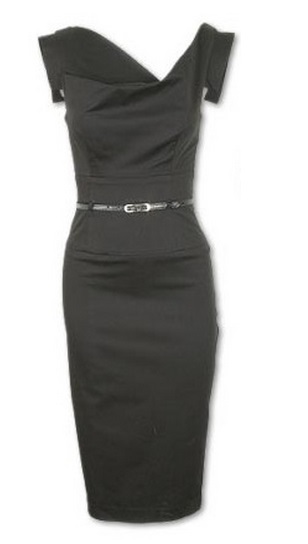 BLACK HALO Jackie O Belted Sheath Hollywood Celebrity Black Eclipse Dress