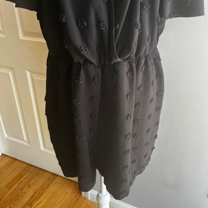 Black Pom Pom Romper V-Neck Short Sleeve Summer Casual Party Jumpsuit Size 1X