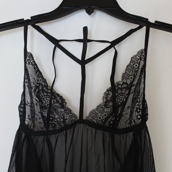 Black Sheer See Through Babydoll Lingerie Size Medium