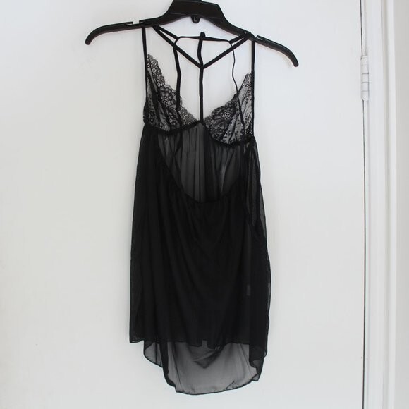 Black Sheer See Through Babydoll Lingerie Size Medium