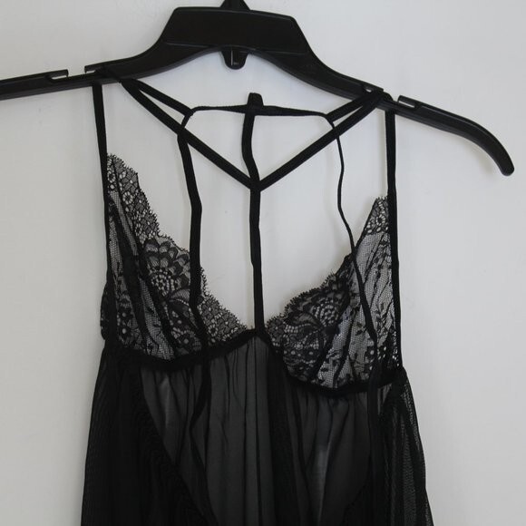 Black Sheer See Through Babydoll Lingerie Size Medium