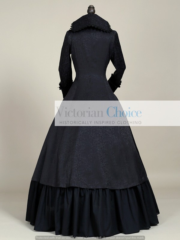 Black Victorian Gothic Penny Dreadful Military Dress Witch Halloween Costume 176