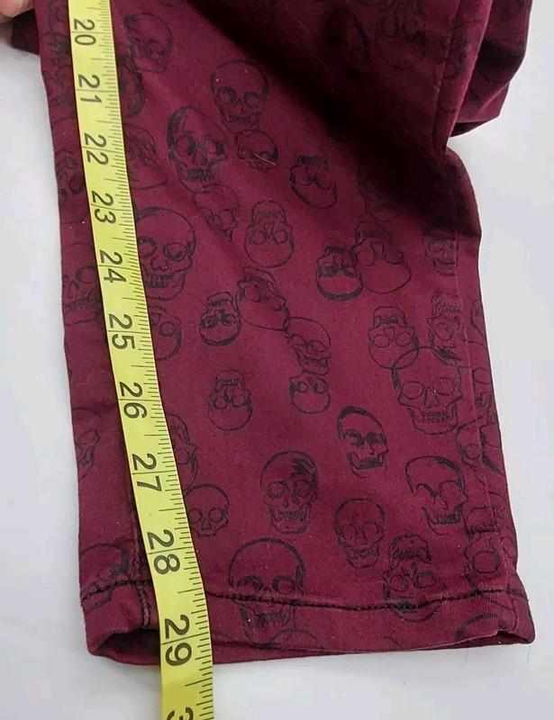 Blackheart Women's Hot Topic Burgundy Red Skull Print Skinny Low Jeans Size 20