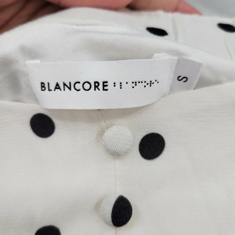 Blancore Women White 2 Piece Polkadot Off Shoulder Crop Top Ruffle Skirt Small