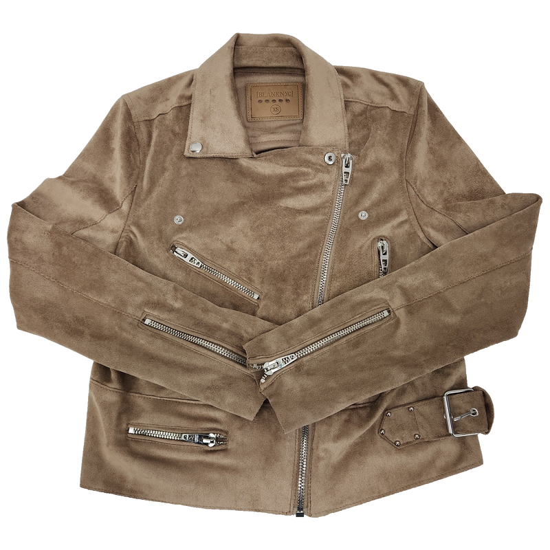 BlankNYC Light Brown Vegan Suede Moto Jacket Women's XS