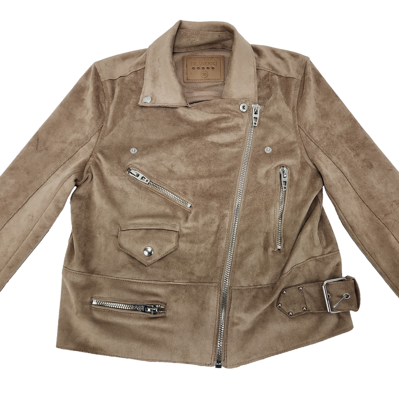 BlankNYC Light Brown Vegan Suede Moto Jacket Women's XS