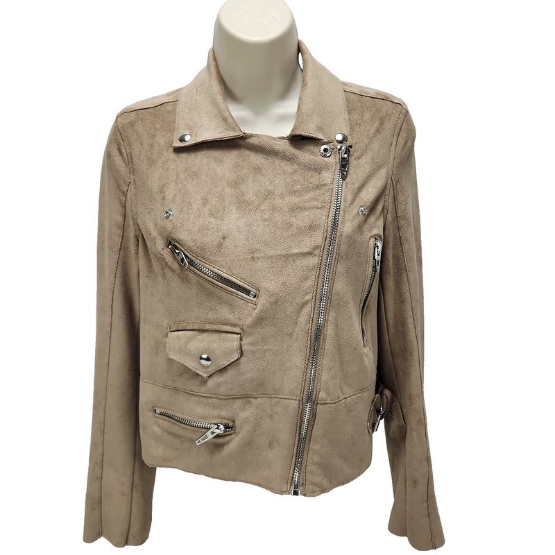 BlankNYC Light Brown Vegan Suede Moto Jacket Women's XS