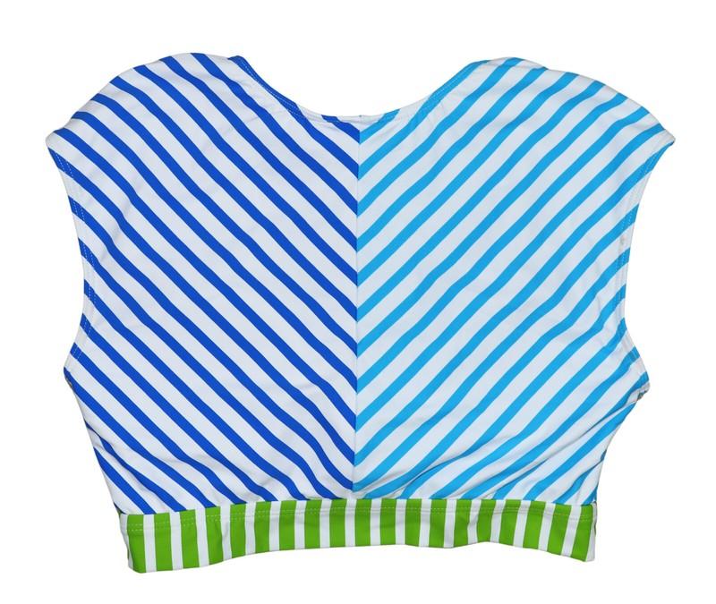 Bleu Rod Beattie Striped Wide Shoulder Cropped Women's Swimwear Top NWT