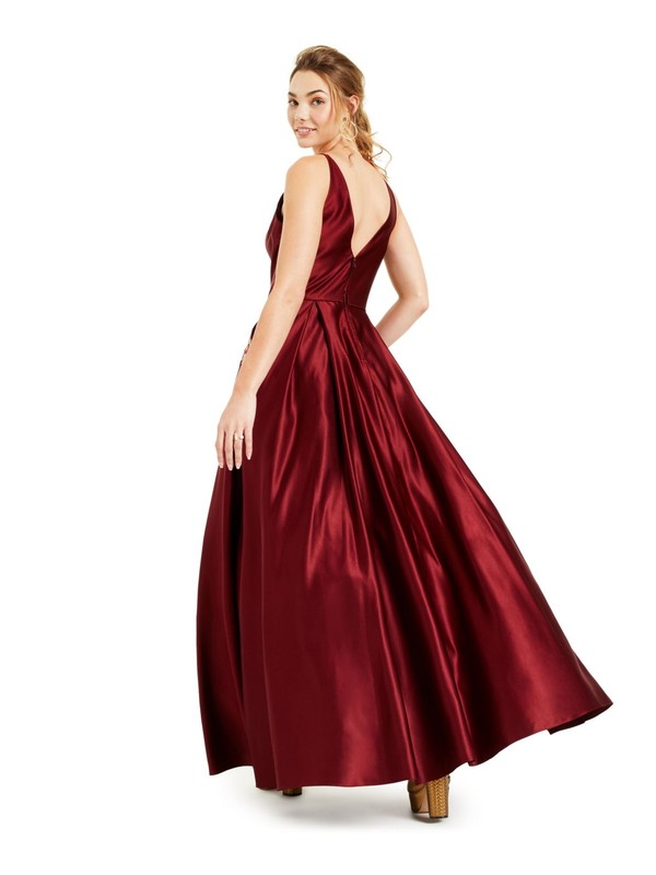 BLONDIE Womens Spaghetti Strap Full-Length Formal A-Line Dress